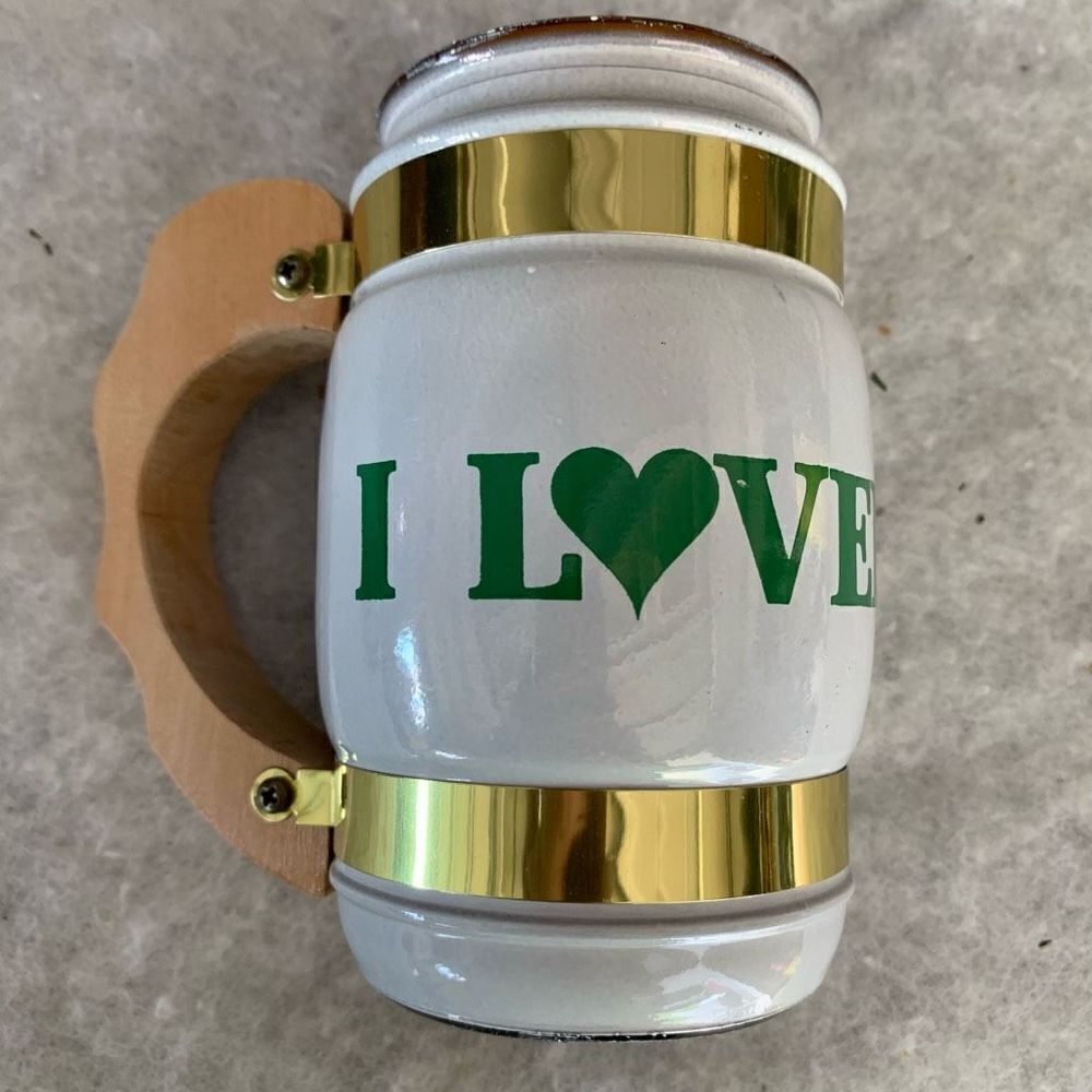 I Love Vermont Souvenir Siesta Ware Wood Handled Mug